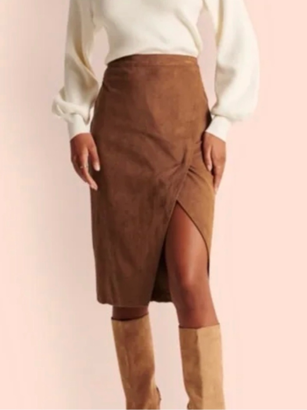 A&F Vegan Suede Wrap Pencil Skirt